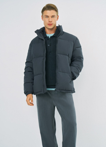 Утеплённая куртка с воротником-стойкой, Серый