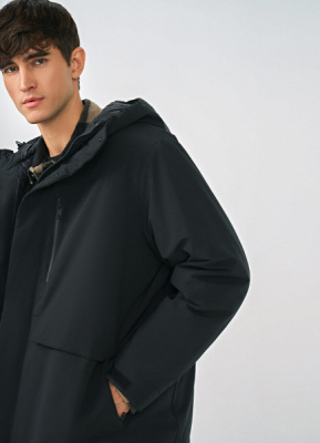 Утеплённая парка с капюшоном, Черный