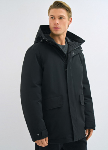 Утеплённая парка с капюшоном, Черный