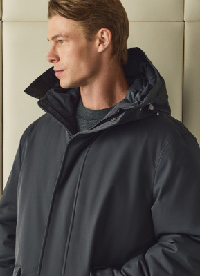 Утеплённая парка с капюшоном, Серый