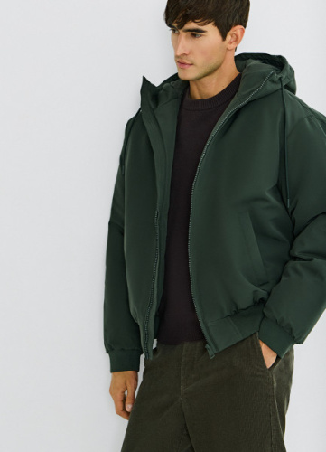 Утеплённая куртка с капюшоном, Зеленый