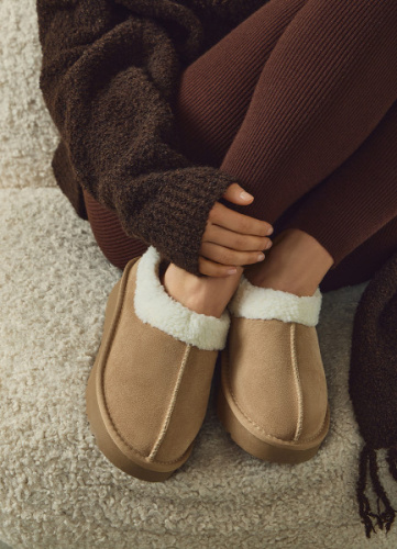 Угги с мехом, Бежевый