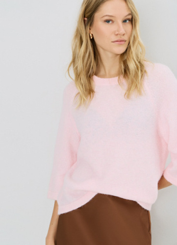 Джемпер из пряжи с шерстью альпака, Розовый