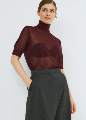 Полупрозрачный джемпер с коротким рукавом, Фиолетовый