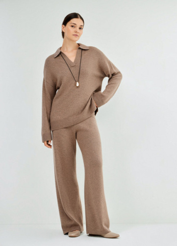 Джемпер поло из пряжи с ангорской шерстью, Коричневый