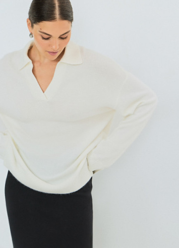 Джемпер поло из пряжи с ангорской шерстью, Белый