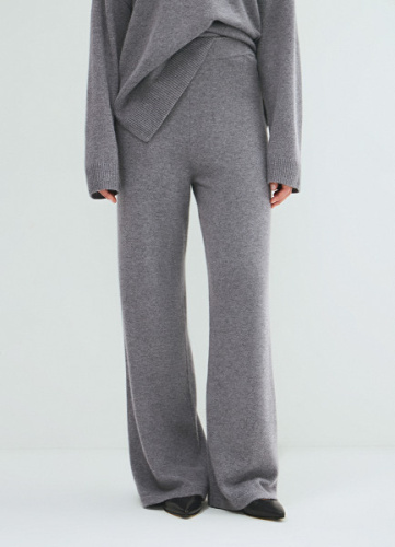 Широкие брюки из пряжи с ангорой, Серый