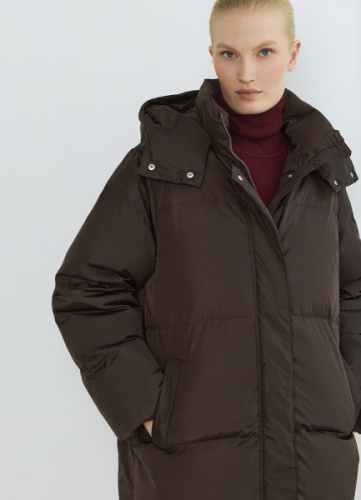 Пуховик с натуральным утеплителем, Коричневый