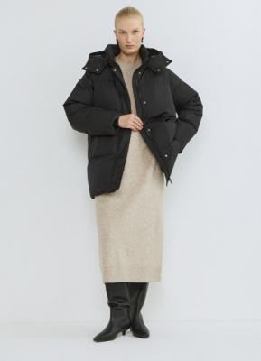 Пуховик с натуральным утеплителем, Черный