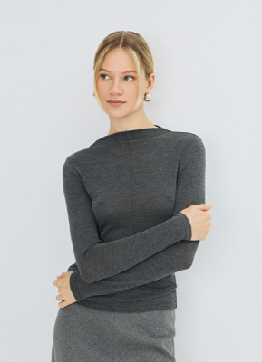 Лонгслив с шерстью, Серый