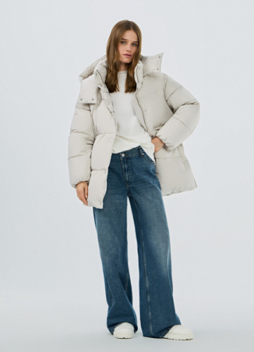 Утеплённая куртка с капюшоном, Бежевый