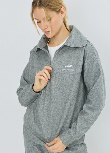 Толстовка с воротником-стойкой на молнии, Серый