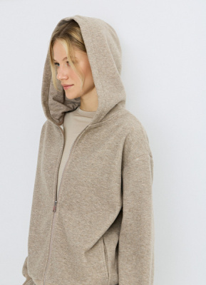 Утеплённая толстовка на молнии, Бежевый