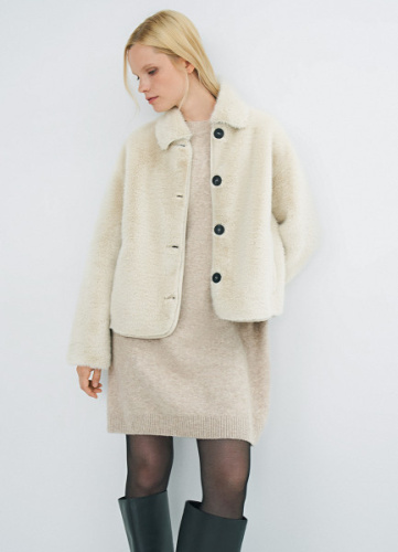 Короткая шуба из искусственного меха, Бежевый