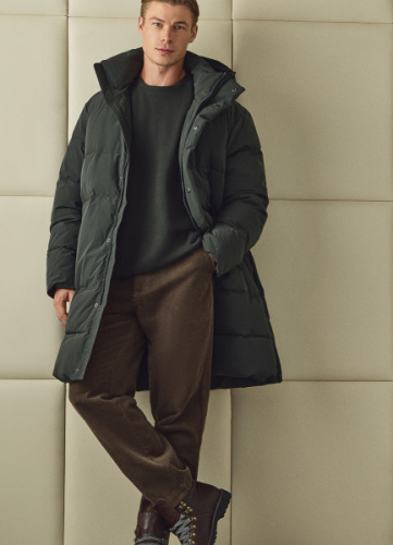 Удлинённая утеплённая куртка с капюшоном, Зеленый