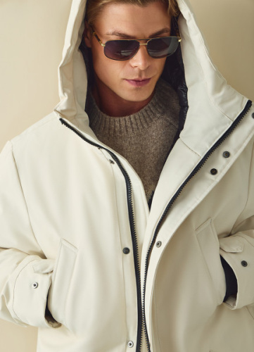 Удлинённая парка с капюшоном, Белый