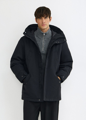 Удлинённая парка с капюшоном, Синий