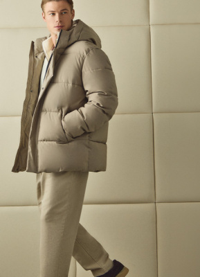 Утеплённая куртка с капюшоном, Бежевый