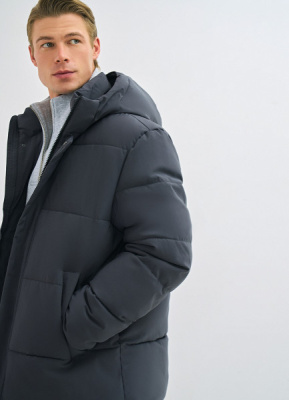 Утеплённая куртка с капюшоном, Серый