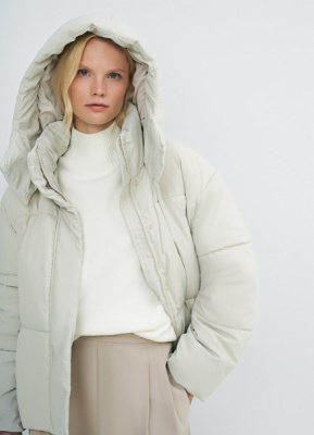 Утеплённая куртка с капюшоном, Бежевый