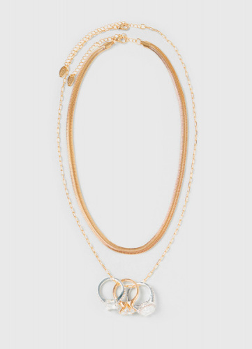 Колье с тремя кольцами O'STIN x Яндекс Книги, Золотой