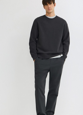 Утеплённые джоггеры из твила, Серый