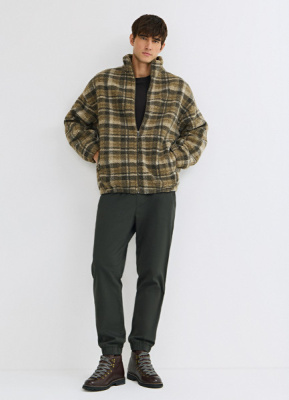 Утеплённые джоггеры из твила, Зеленый