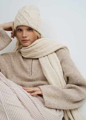 Вязаная шапка, Бежевый