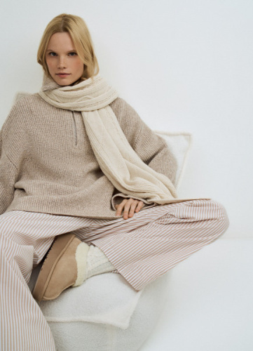 Вязаный шарф, Бежевый