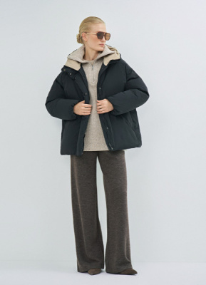 Утеплённая куртка с капюшоном, Черный