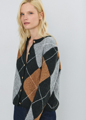 Кардиган из пряжи с шерстью, Черный