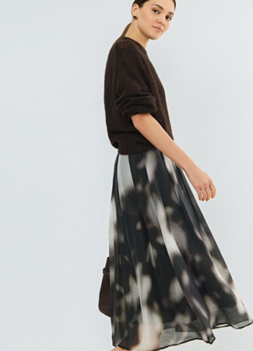 Юбка миди с принтом, Бежевый