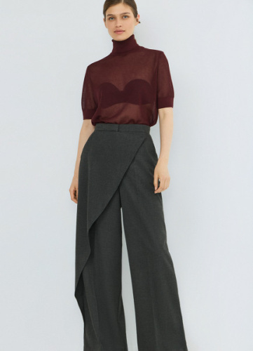Широкие брюки с асимметричной деталью, Серый