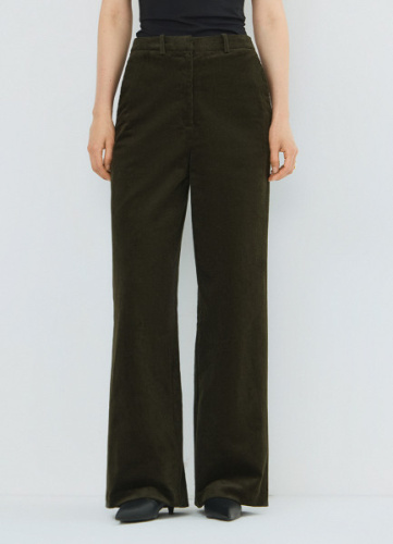 Прямые брюки из вельвета, Зеленый