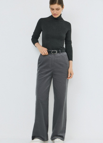Прямые брюки из вельвета, Серый
