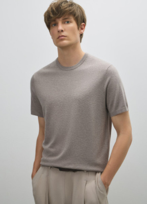 Вязаная футболка из пряжи, Бежевый