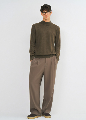 Базовый джемпер с воротником-стойкой, Коричневый