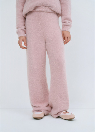 Широкие брюки с пушистым эффектом для девочек, Розовый