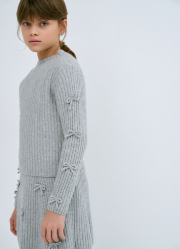 Свитер с бантами для девочек, Серый