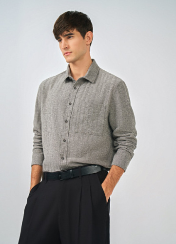 Рубашка с длинным рукавом, Коричневый