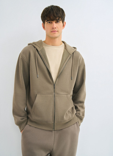 Толстовка на молнии с капюшоном, Коричневый