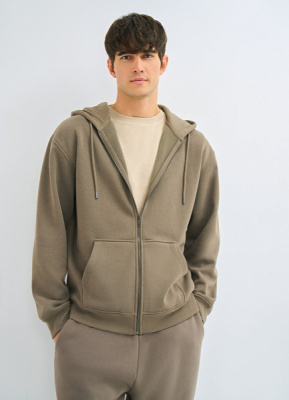 Толстовка на молнии с капюшоном, Коричневый