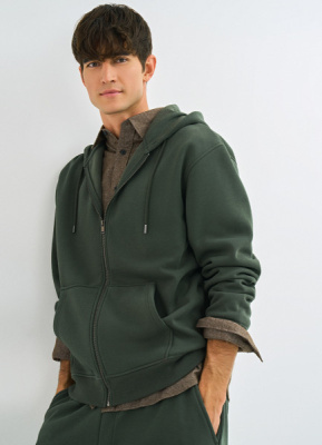 Толстовка на молнии с капюшоном, Зеленый