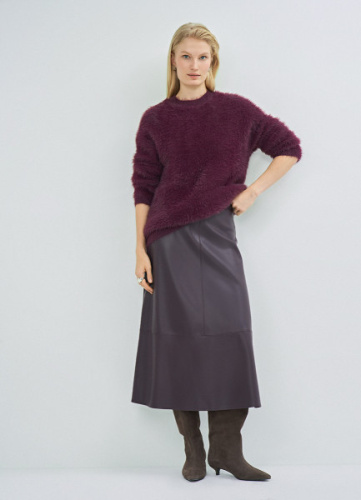 Юбка А-силуэта из искусственной кожи, Фиолетовый