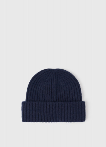 Вязаная шапка с отворотом, Синий
