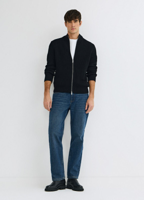 Утеплённые прямые джинсы, Синий