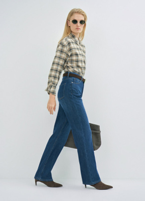 Прямые утеплённые джинсы, Синий