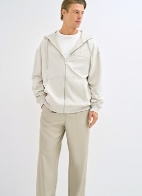 Толстовка на молнии с аппликацией, Белый