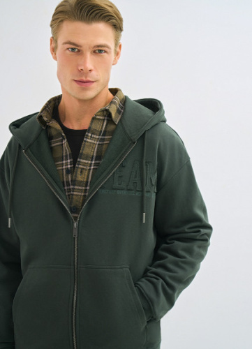 Толстовка на молнии с аппликацией, Зеленый
