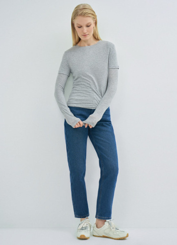 Утеплённые джинсы Mom, Синий